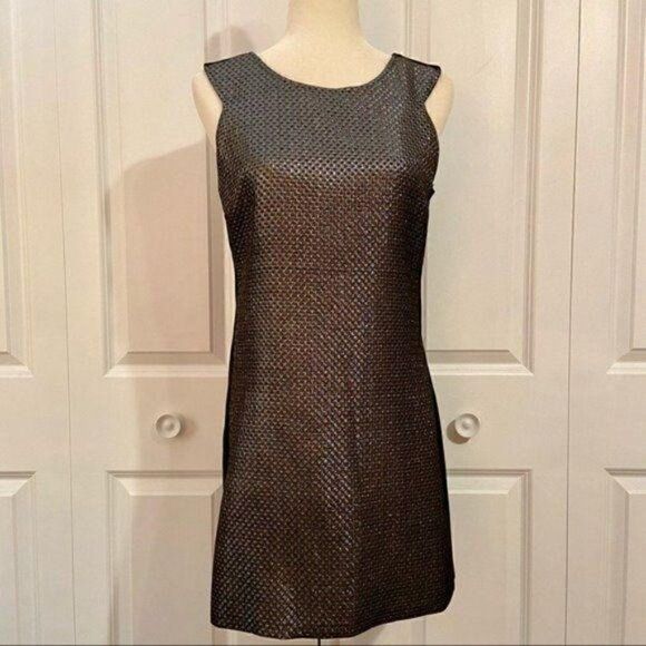 Sanctuary Grey Metallic Front Sleeveless Stretch Mini Shift Dress Medium - Picture 1 of 7